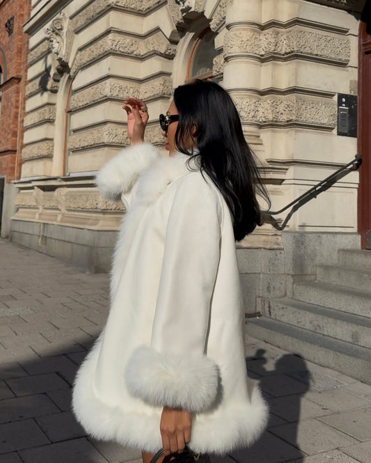 Snow white, fur poncho